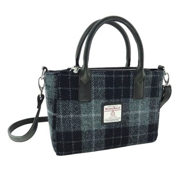Harris Tweed Small Tote Bag Brora Grey & Black Tartan T_T - Picture 1 of 1
